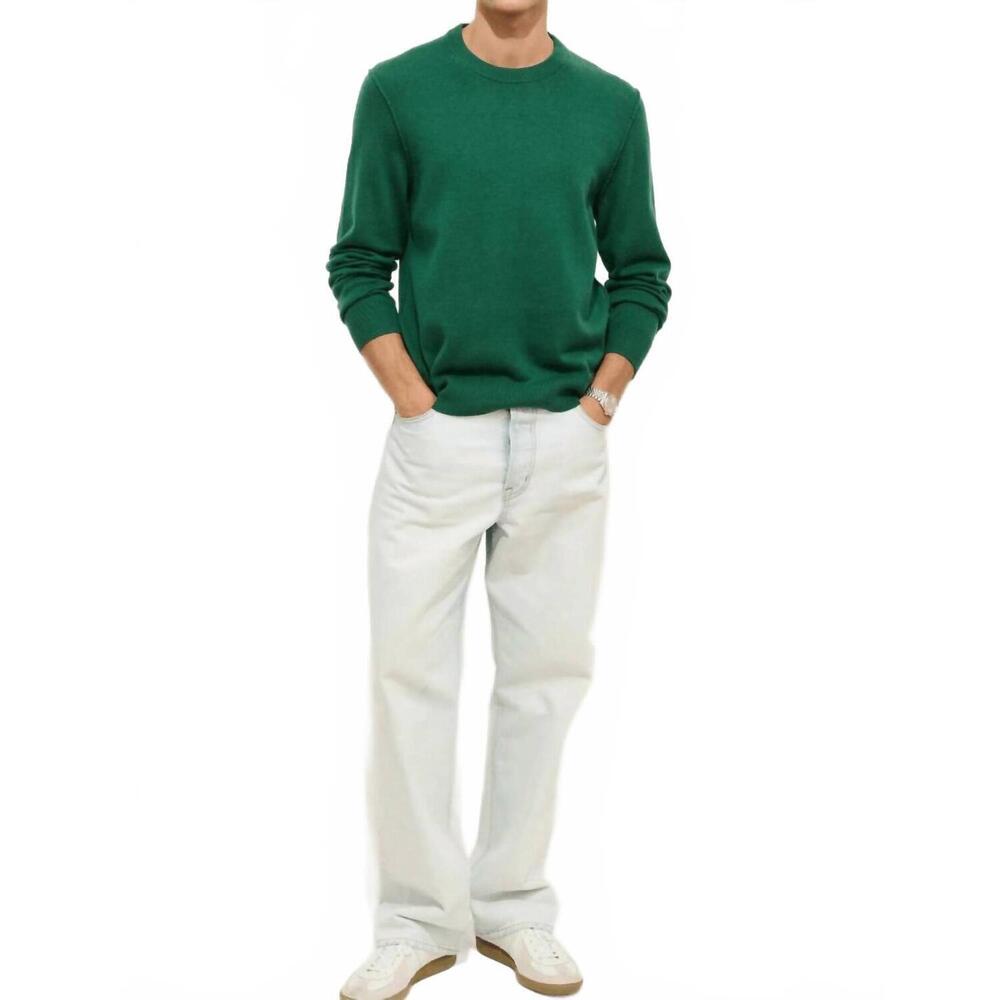 NEW ALEX MILL reverse seam crew sweater in evergeen